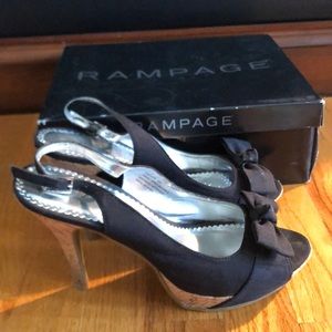 Black cork heeled sandals